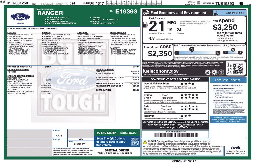 2026 Ford Ranger XL