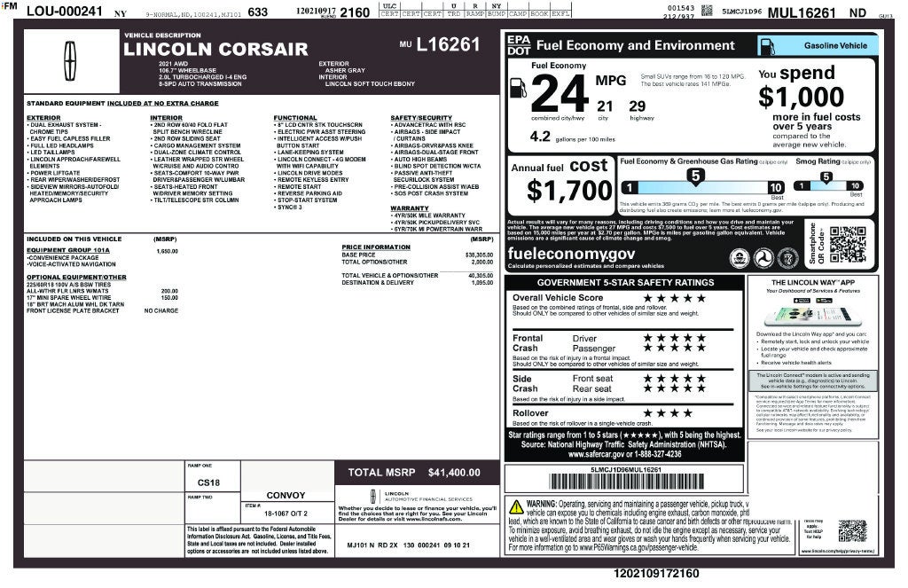 2021 Lincoln Corsair Standard