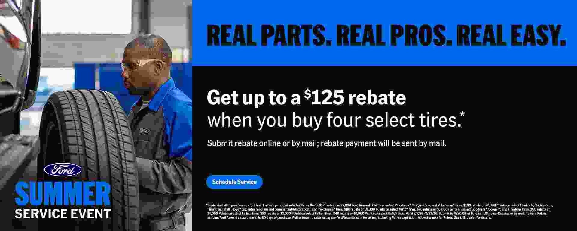 Get up to a $125 rebate when you buy four select tires.